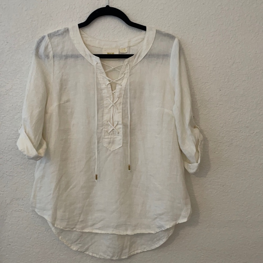 Maeve White Linen Top